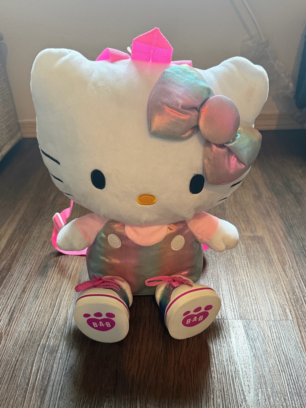 Hello Kitty Iridescent Plush Backpack with Build A Bear matching Shoes